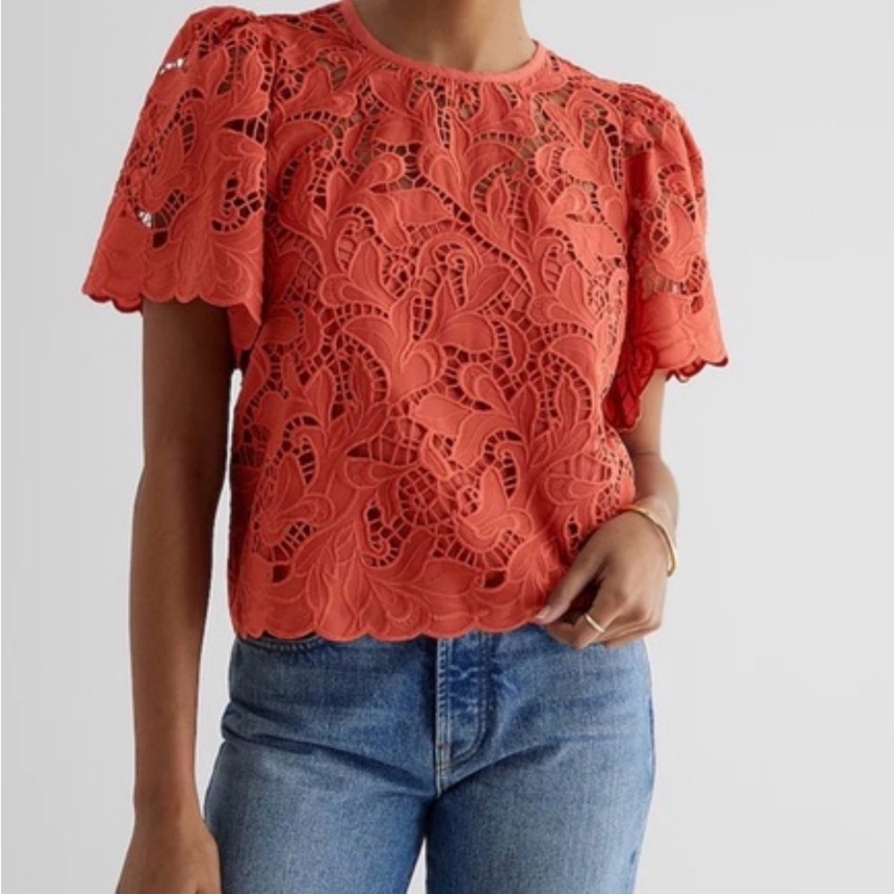 Express Coral Lace Blouse